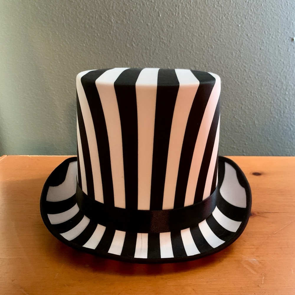 Beetle Juice Black & White Striped Party Top Hat